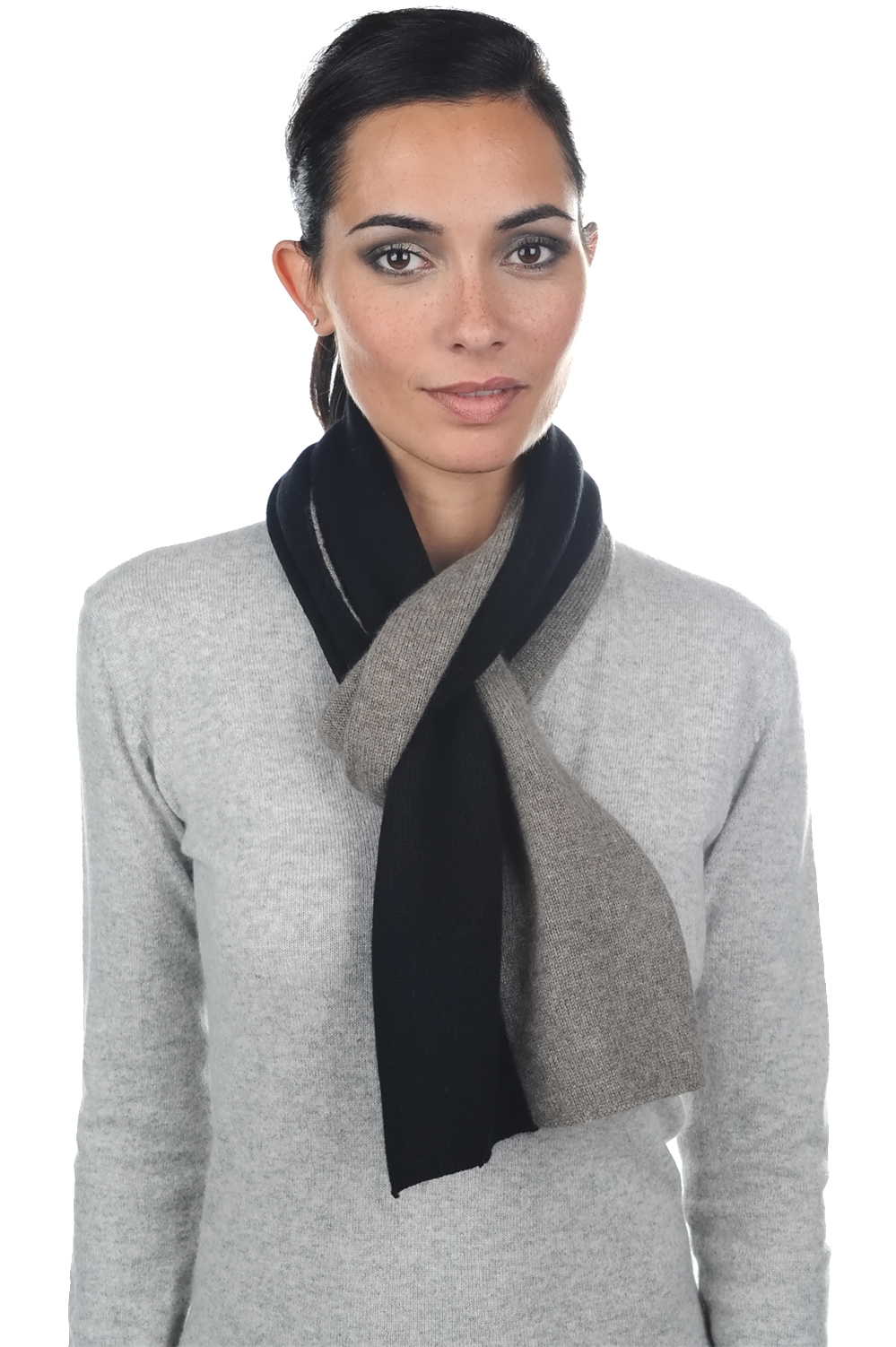 Cashmere & Yak cashmere donna sciarpe foulard luvo nero naturale 164 x 26 cm